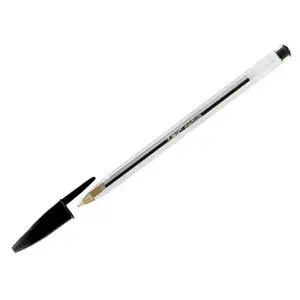 Stick ballpoint pen BIC Cristal Black — black ink, transparent barrel, stick type