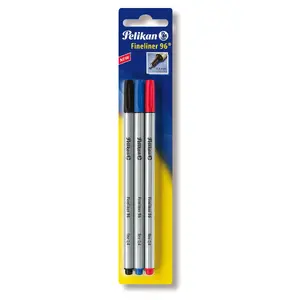 Финелайнеры HERLITZ Pelikan 96 набор 3 шт — чёрный, синий, красный, линия 0.4 мм