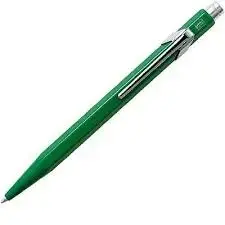 Clip-on retractable ballpoint pen Caran d'Arche 849.210 — blue ink, green and silver body, 1 pc