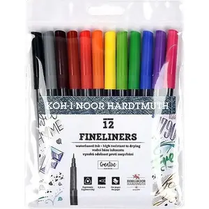 Colored Pencils KOH-I-NOOR Cienkopisy 12 colors — wooden artist pencils set, model 356840