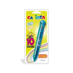 Clip-on retractable ballpoint pen Carioca 10 Colors AA077CAR — blue transparent body, multi-color refill, 1 pc