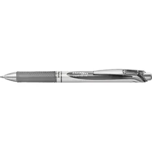 Ручка шариковая с клипсой и выдвижным механизмом Pentel Energel BL77, серый корпус, серые чернила, 1 шт.
