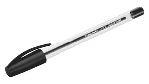 Pildspalva Pelikan 601450 — ar knipša stiprinājumu un izvelkamu galu, melna tinte, melni-caurspīdīgs korpuss, 50 gab.