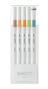 Марķeru komplekts Staedtler Uni-Ball EMOTT No.6 — 5 gab., bēšs, zils, gaiši zaļš, oranžs