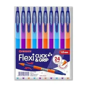 Penmate pen set Flexi Click&Grip mix blue — pack of 24, retractable ballpoint pens