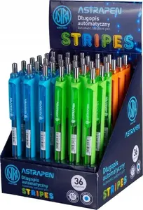 Astra automatic ballpoint pen set Pen Stripes — pack of 36, retractable pens, assorted stripes design