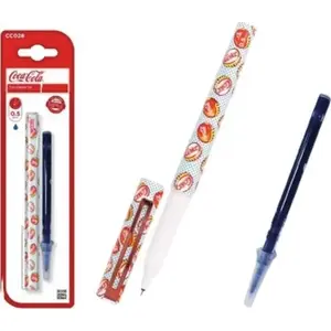 Piepildāma lodīšu pildspalva Coca-Cola 0,5 mm — ar maināmu ieliktni, smalka līnija