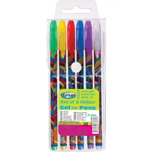 Gel pen set Panta Plast 6 colors glitter model 83885