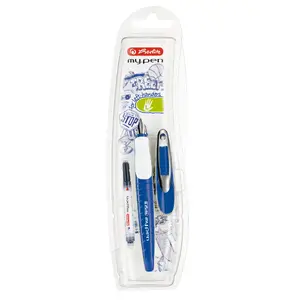 Fountain pen TEKA Herlitz my.pen — cartridge filling, blue/white, 1 pc