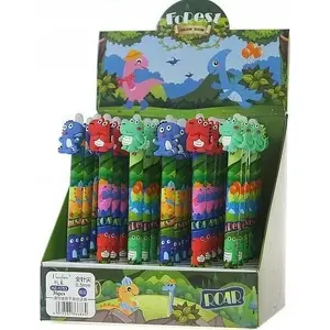 Gel pen set TEKA 36 pcs — dinosaur design, assorted colors