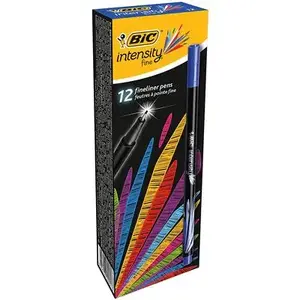Фетровая ручка BIC Intensity Fine — синий цвет, набор 12 шт., тонкий пишущий наконечник