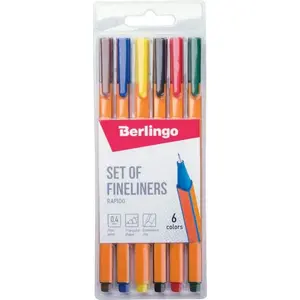 Berlingo Rapido fine liner pen set, 6 colors, 0.4 mm tip