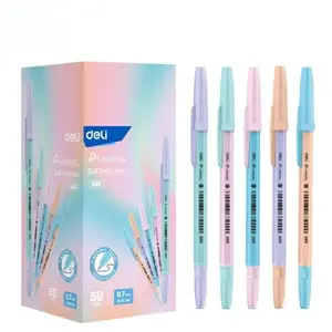 Ballpoint pen DELI 0.7 mm pastel ink, pack of 50