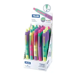 Ballpoint pen set Milan Display box 20 COMPACT Sunset — multicolour retractable clip-on, blue ink, 20 pcs