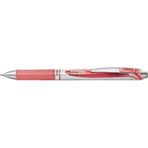 Izkustināma gēla pildspalva Pentel EnerGel BL77 — rozā tinti, korālas un sudraba korpuss, 1 gab.