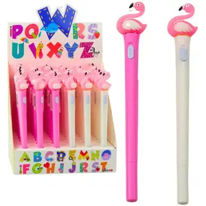 Ballpoint Pen Lean Flamingo Pink, Blue Ink 0.7 mm — light-up novelty