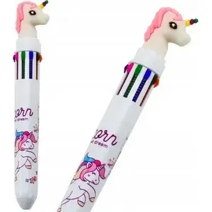 Ballpoint pen LEANToys automatic multicolor Unicorn 10 white — 10-color retractable pen