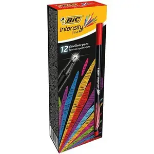 Fineliner felt pen BIC Intensity — Fine tip, Red, pack of 12