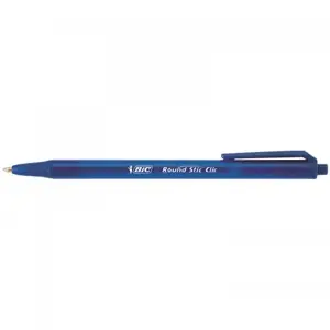 Ballpoint pen BIC Round Stic Clic retractable clip-on medium tip blue ink, pack of 20