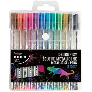 Ballpoint/Gel Pens Derform DZMA12KA — set of 12 metallic gel ink pens with case