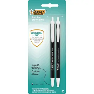 Шариковая ручка BIC Antimicrobial Tech средняя черная, BIC, модель 500464, 2 шт.