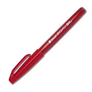 Kaligrāfijas pildspalva PENTEL SES15C-B — sarkana, ūdens bāzes tinte, 1 gab.