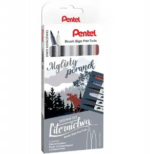 PENTEL Brush Sign Pen SESW3 otu komplekts — suka marķieri (SESW30C-ST6MPPL)