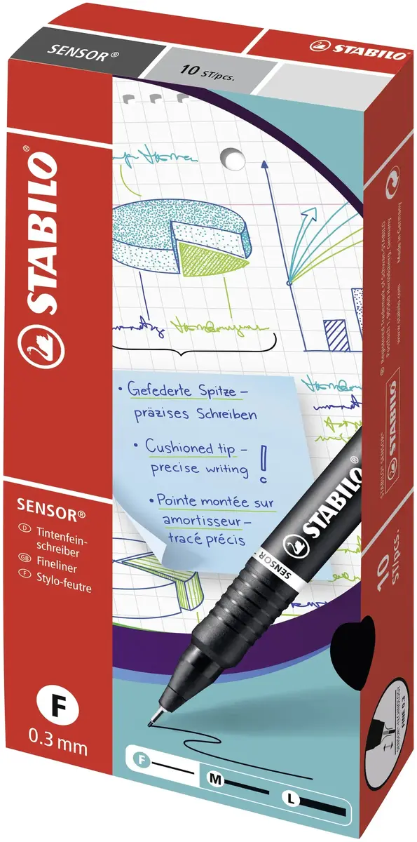 Stabilo SENSOR fine finelainers sarkans 0,3 mm, 10 gab. Photo 7