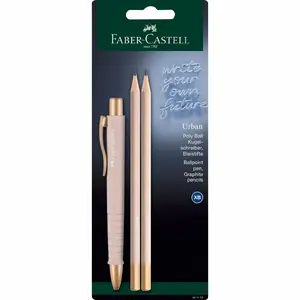 Pen and pencil set TEKA Faber-Castell 241123 — ballpoint pen and graphite pencil, pink, blister pack