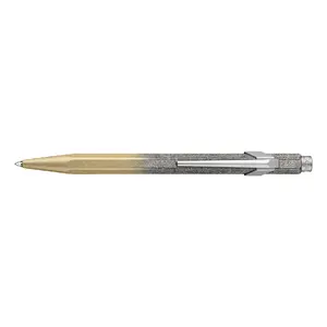 Clip-on retractable ballpoint pen Caran d'Arche Cosmic Blue — gold/silver finish, black ink, 1 pc