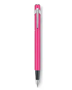 Fountain pen Caran d'Arche Plume Fluo Pink, cartridge filling, blue ink, 1 pc