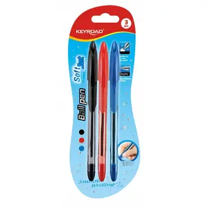 Ballpoint pen Keyroad Soft Jet KR972052 — 0.7 mm tip, soft grip, pack of 3, mixed colors