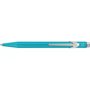 Pildspalva Caran d’Ache 849 Colormat‑X M tirkīza — metāla korpuss, vidēja izmēra smails