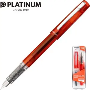 Fountain pen Platinum Prefounte Vermilion Orange F — fine nib, orange, plastic blister packaging
