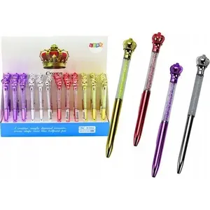 Ballpoint pildspalva LEANToys modelis 19636 ar kroni un ziliem dimantiņiem, uzpilde 0,7 mm