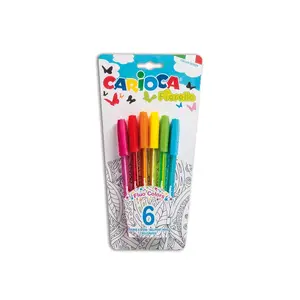 Stick ballpoint pen set Carioca Fiorella — 6 pcs, multicolour ink, blister pack