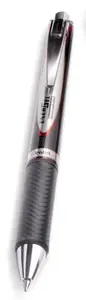 Retractable gel pen Pentel BLP77-BX — red ink, 12 pcs, length 147.2 mm, diameter 11.1 mm, black/silver body