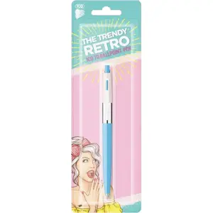 Ballpoint Pen ICO Retro 70'C, Pastel, blister pack, blue refill, assorted colors