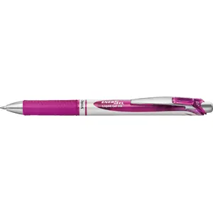 Izvelkama želejas pildspalva No name BL77 — magenta tinti, metāla korpuss, 1 gab.