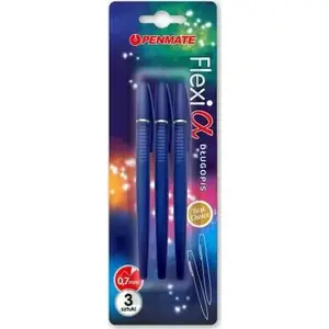 Ballpoint pen Penmate Flexi Alpha blue set of 3 — model 410386, refillable tip