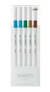 Марķieru komplekts Staedtler Uni-Ball EMOTT No.4, 5 gab., dažādas krāsas (zils, brūns, zelts, zaļš, tirkīza)