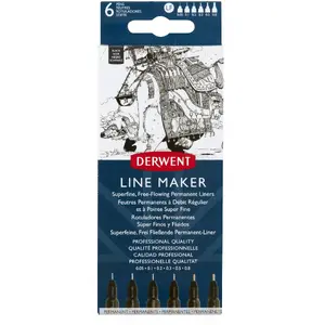 Cienkopisy Derwent Line Maker чёрные, набор 6 шт — тонкие лайнеры No name