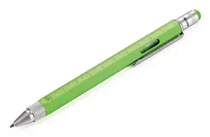 Multifunction ballpoint pen TROIKA PIP20/NG — brass housing, green, pack of 4, 150 mm