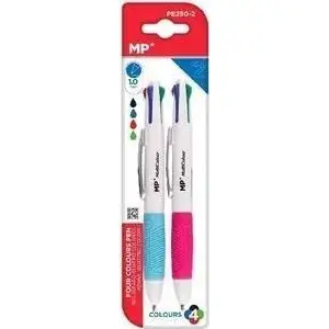 Ballpoint pen MG 1.0 mm, oil-based ink, 4 colors, pack of 2
