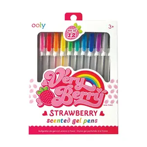 Gēla pildspalvu komplekts ar vāciņu Ooly Very Berry — 12 krāsas (melna, zila, brūna, ciāna, zaļa, pelēka, gaiši zaļa, oranža, rozā, violeta, sarkana, dzeltena)