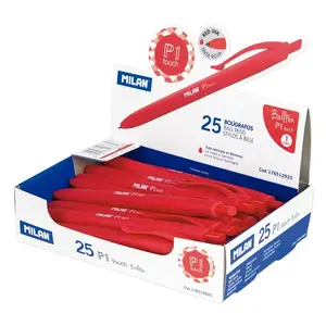 Ballpoint pen Milan clip-on retractable model 176512925, red ink, pack of 25