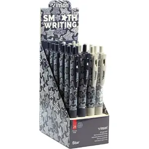 Ballpoint pen set Easy Fashion Star automatic, blue ink, 24 pieces