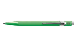 Ballpoint pen Caran d’Arche 849.230 clip-on retractable, green body, blue ink, silver accents
