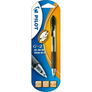 Gēla pildspalva PILOT G2 melna 0,5 mm — uzpildāma, vidēji smalka ģeļa atzīme