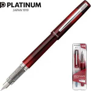 Fountain pen Platinum Prefounte Crimson Red M, medium nib, blister pack with plastic case